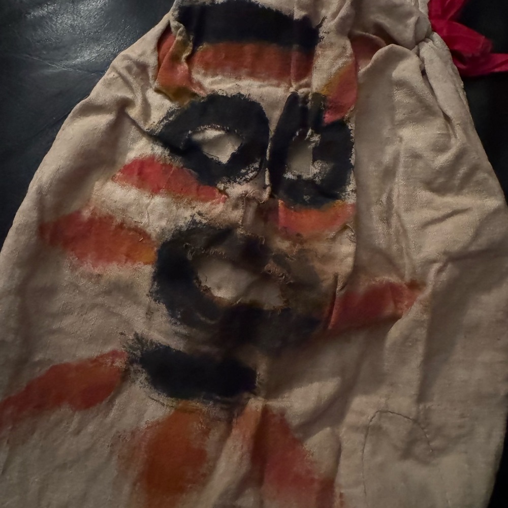 RARE Early 1900’s Depression Era Feedsack Pillowcase Vintage Halloween Mask